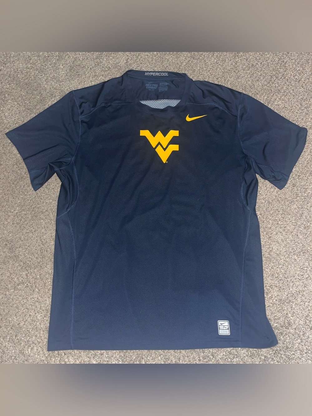 West Virginia Mountaineers Shirt 2XL Nike Pro Combat Hypercool Dri Fit Blue NWOT